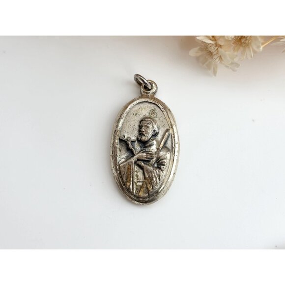 St. Francis Xavier Creed Religious Charm Sterling Silver 925 Vintage Pendant - Picture 2 of 7